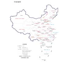 中国地图(英文版) 1:3000万 16开 界线版 无邻国 线划一