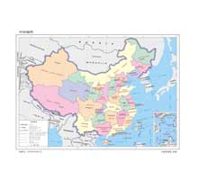 中国地图(英文版) 1:2200万 16开 分省设色 界线版 有邻国 线划一