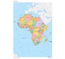 非洲地图 1:3300万 8开 分国设色
