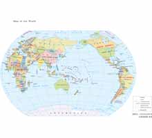 世界地圖（英文版）一 1:1億 8開(kāi)，分國(guó)設(shè)色