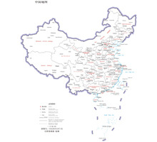 中国地图(英文版) 1:2000万 8开 界线版 无邻国 线划一