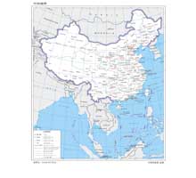 中国地图(英文版) 1:2000万 8开 界线版 有邻国 线划一