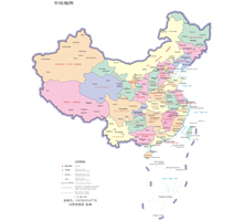 中国地图(英文版) 1:2000万 8开 分省设色 界线版 无邻国 线划一
