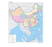 中国地图(英文版) 1:2000万 8开 分省设色 界线版 有邻国 线划一