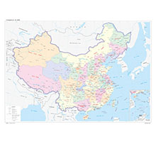 中国地图(英文版) 1:740万 对开 分省设色 有邻国 线划二