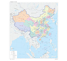 中国地图(英文版) 1:1000万 对开 分省设色 有邻国 线划二